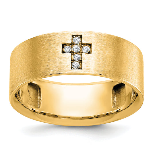 10K Yellow Gold Ibgoodman Men'S Satin Cross Ring Mounting