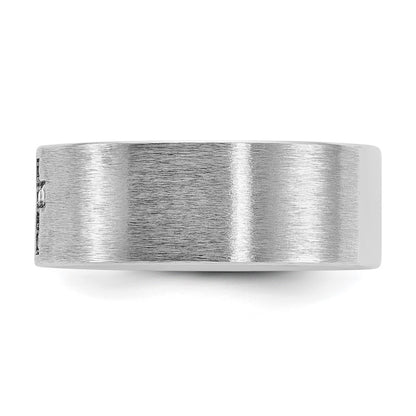 14k White Gold Men's Cross Satin 1/20 carat Diamond Complete Ring