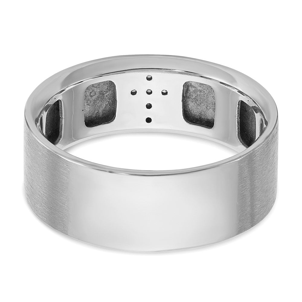 14k White Gold Men's Cross Satin 1/20 carat Diamond Complete Ring