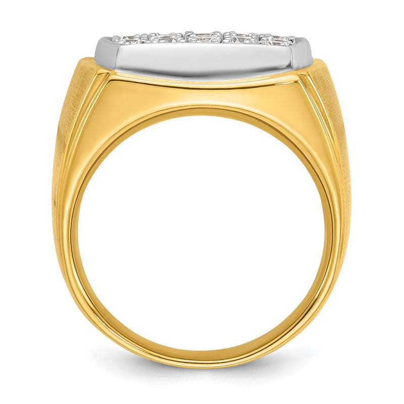 10K Two-Tone Ibgoodman Men'S Polished And Satin 1 5/8 Carat A Quality Diamond Cluster Ring