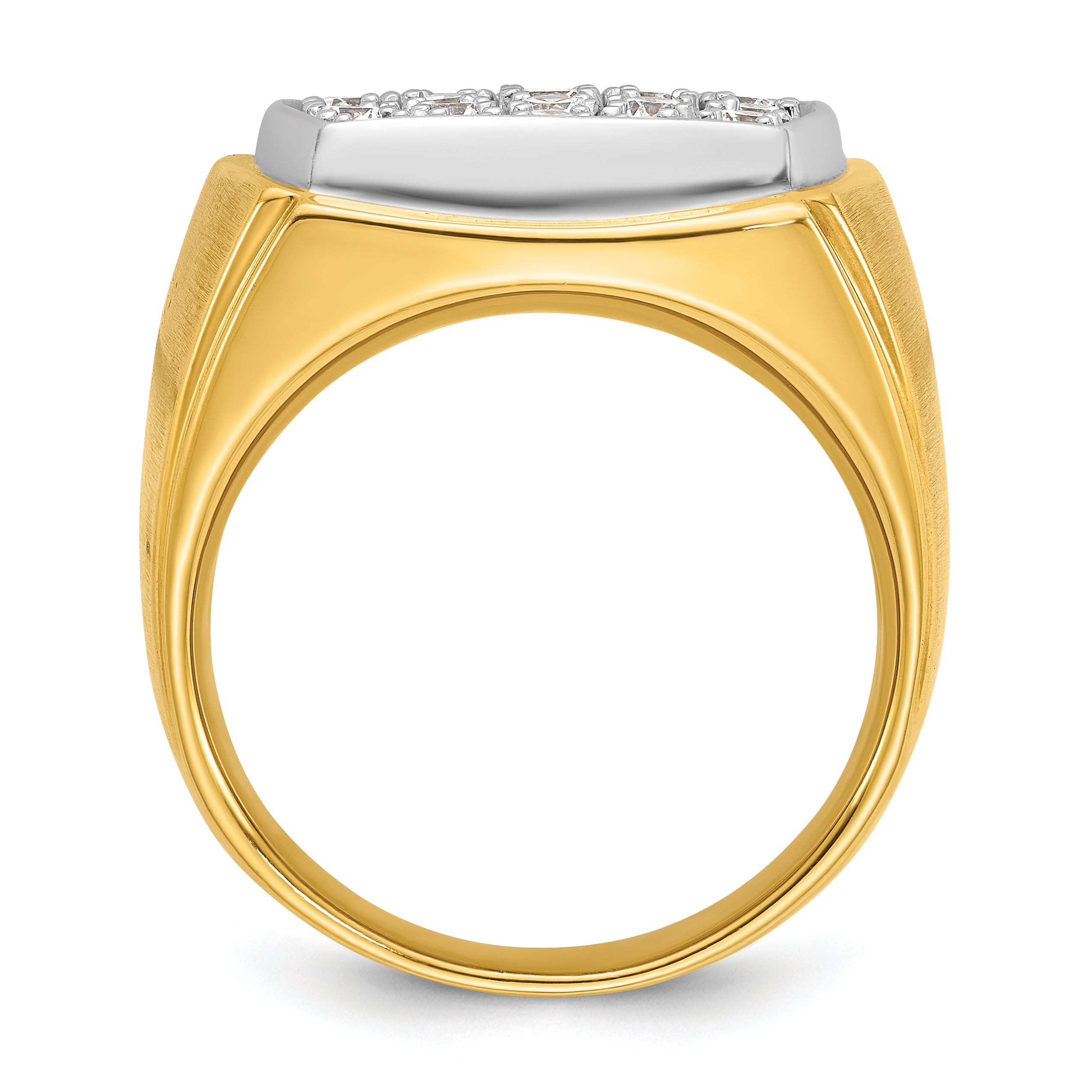 10K Two-Tone Ibgoodman Men'S Polished And Satin Cluster Ring Mounting