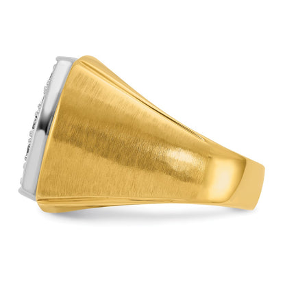 10K Two-Tone Ibgoodman Men'S Polished And Satin 1 5/8 Carat A Quality Diamond Cluster Ring