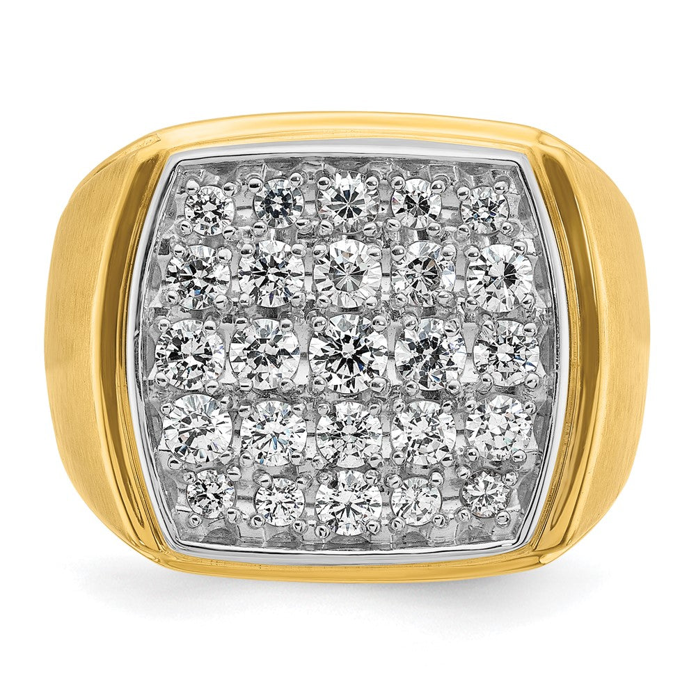 10K Two-Tone Ibgoodman Men'S Polished And Satin 1 5/8 Carat A Quality Diamond Cluster Ring