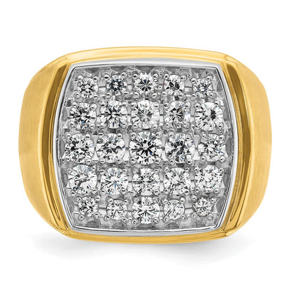 10K Two-Tone Ibgoodman Men'S Polished And Satin 1 5/8 Carat A Quality Diamond Cluster Ring