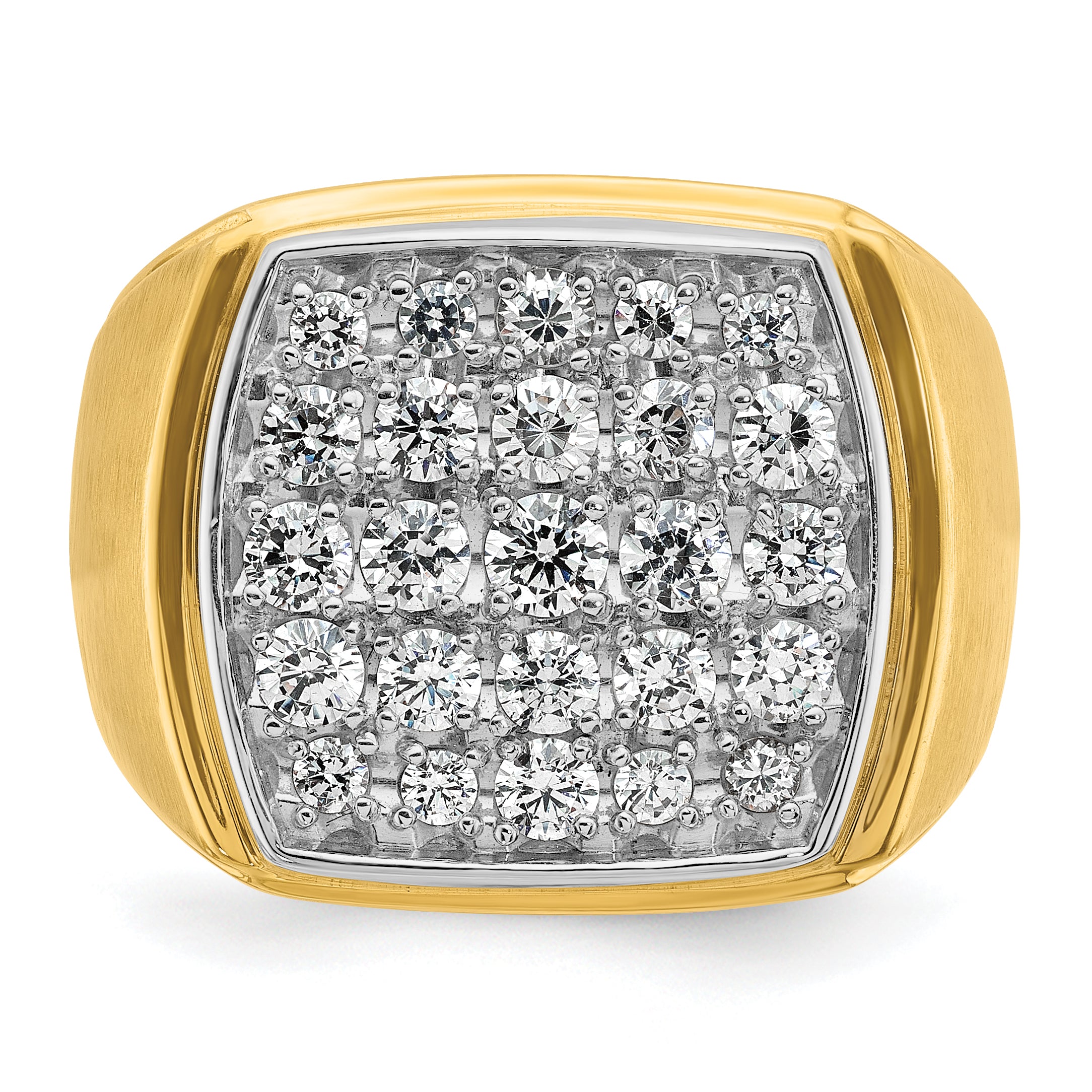 10K Two-Tone Ibgoodman Men'S Polished And Satin Cluster Ring Mounting