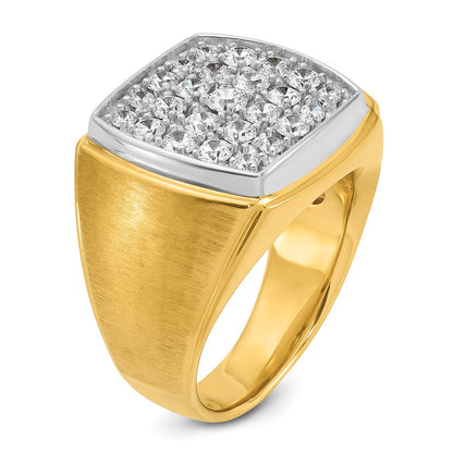 10K Two-Tone Ibgoodman Men'S Polished And Satin 1 5/8 Carat A Quality Diamond Cluster Ring