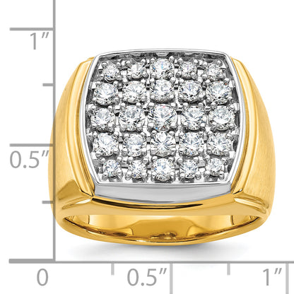 10K Two-Tone Ibgoodman Men'S Polished And Satin Cluster Ring Mounting