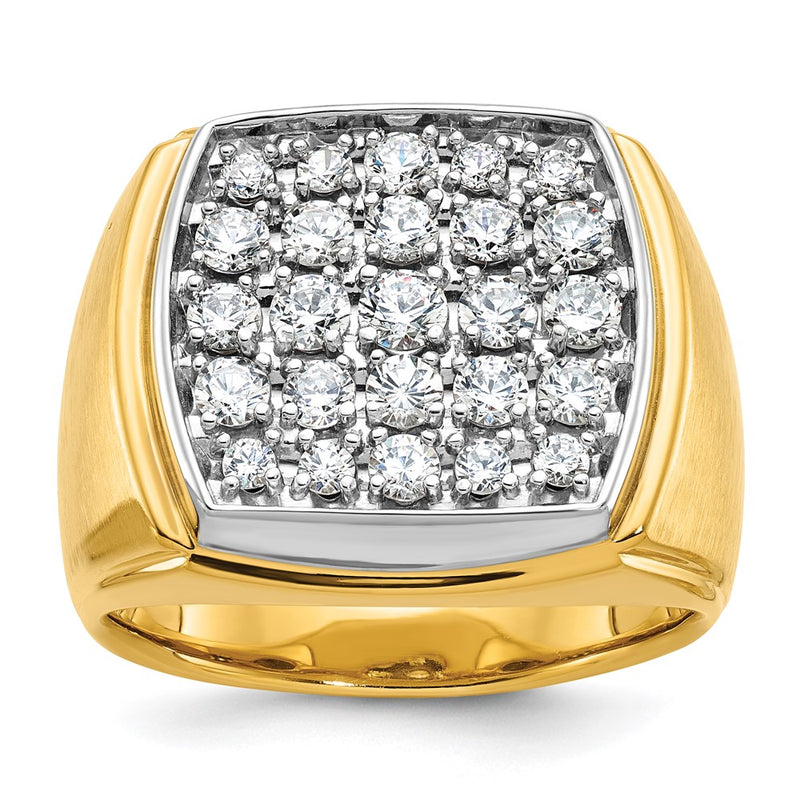 10K Two-Tone Ibgoodman Men'S Polished And Satin 1 5/8 Carat A Quality Diamond Cluster Ring