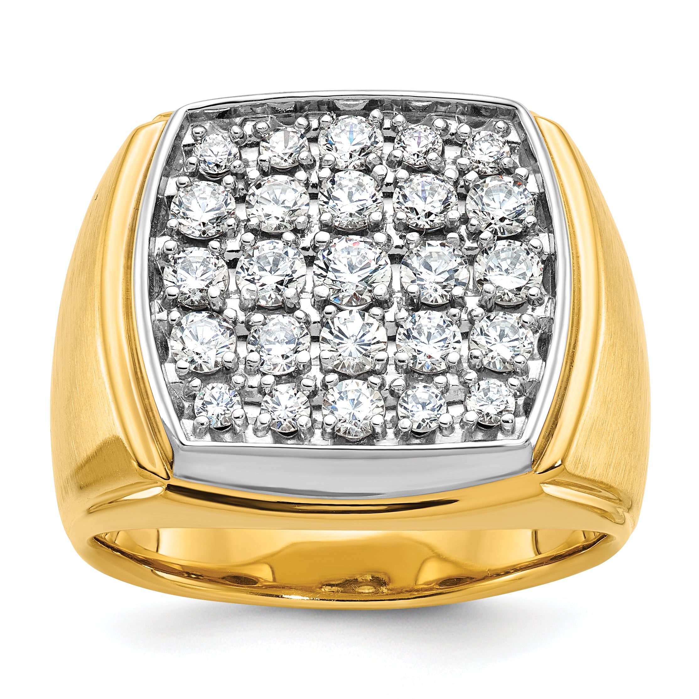 10K Two-Tone Ibgoodman Men'S Polished And Satin Cluster Ring Mounting