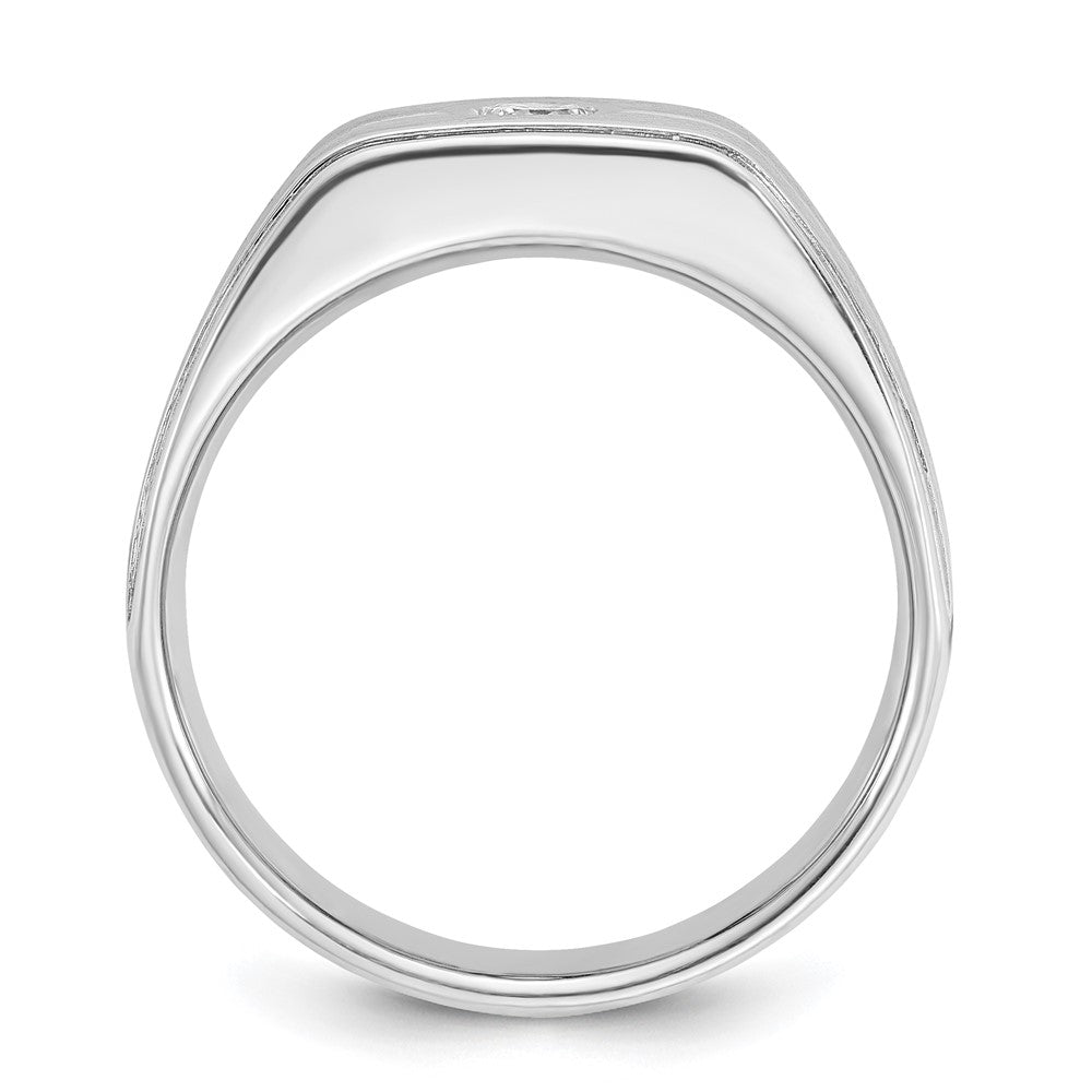 14k White Gold Men's Polished and Satin 1/5 carat Diamond Complete Ring