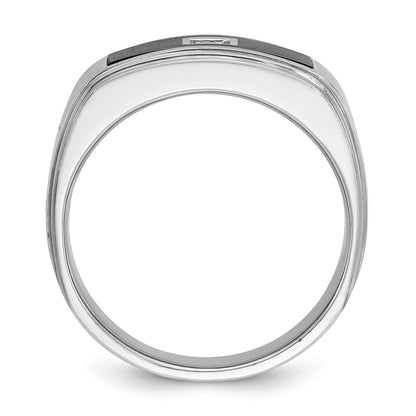 14k White Gold Men's Enamel 1/20 carat Diamond Complete Ring