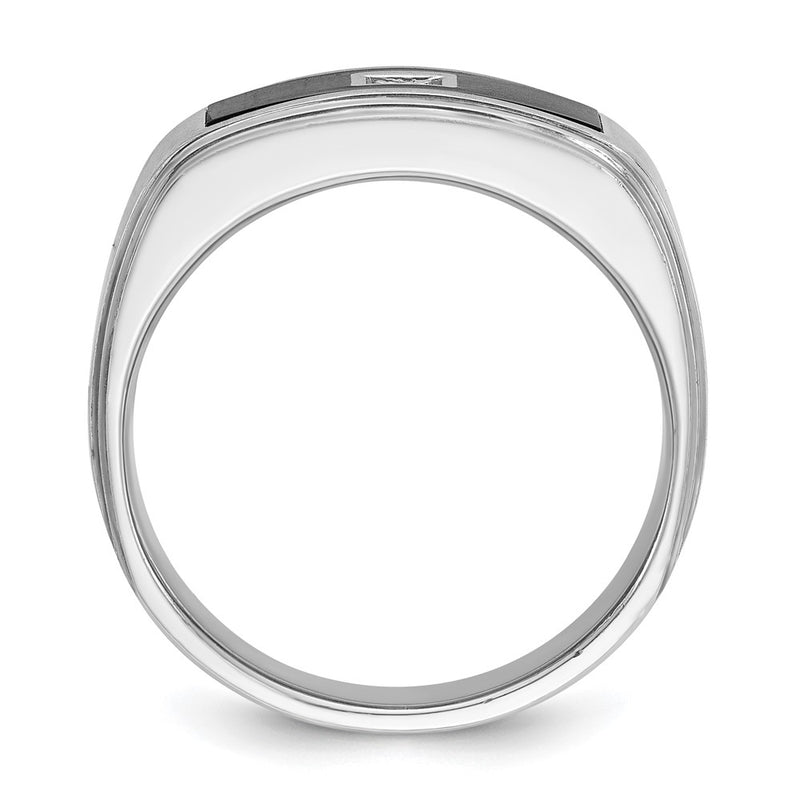 14k White Gold Men's Enamel 1/20 carat Diamond Complete Ring
