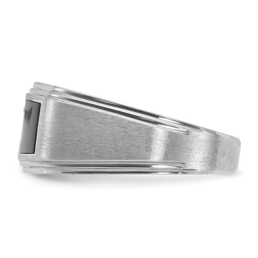 14k White Gold Men's Enamel 1/20 carat Diamond Complete Ring