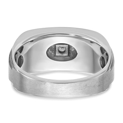 14k White Gold Men's Enamel 1/20 carat Diamond Complete Ring