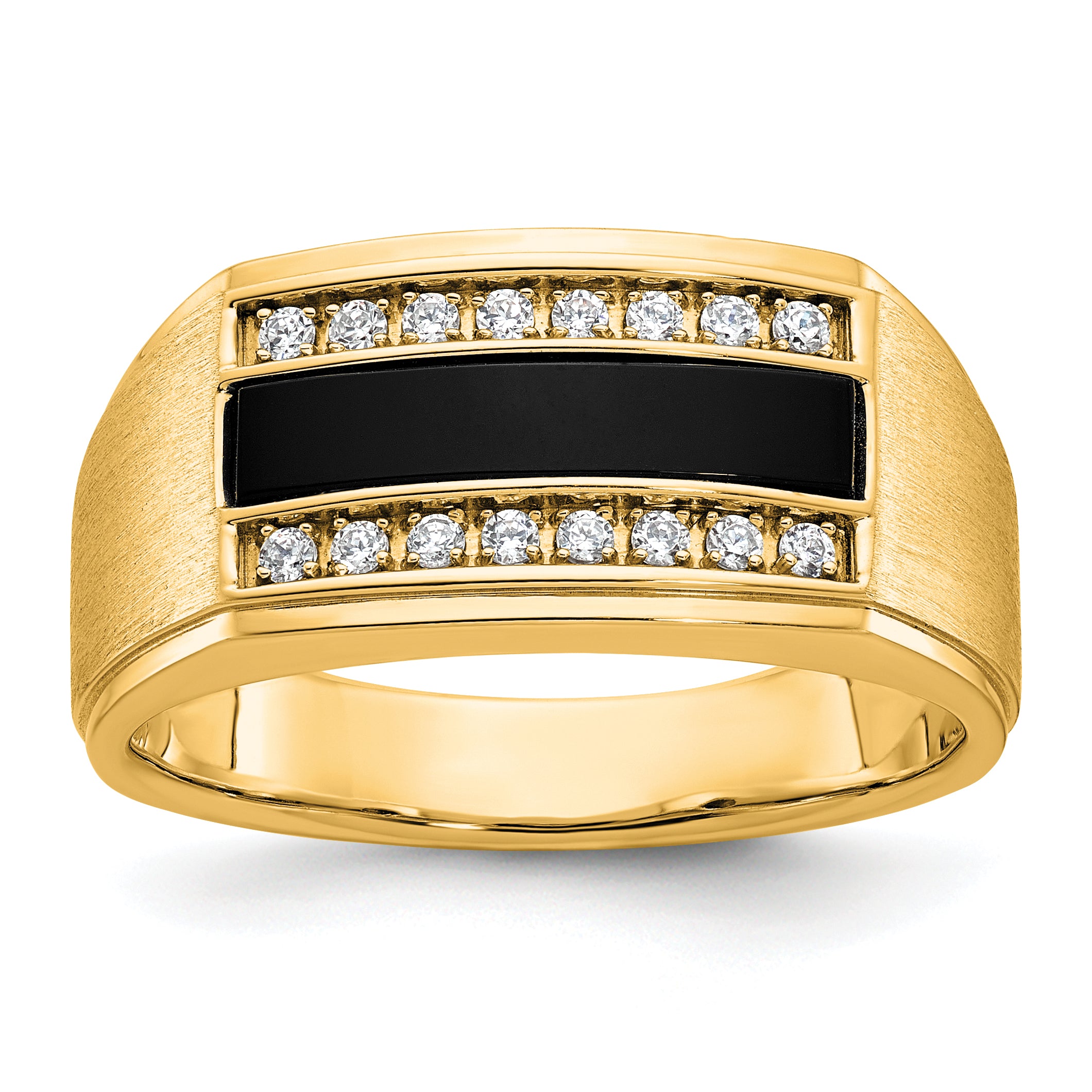 10K Yellow Gold Ibgoodman Men'S Polished And Satin Gemstone Ring Mounting