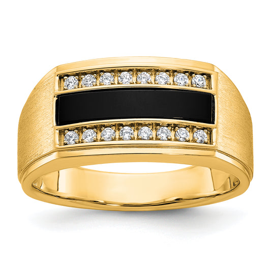 10K Yellow Gold Ibgoodman Men'S Polished And Satin Gemstone Ring Mounting