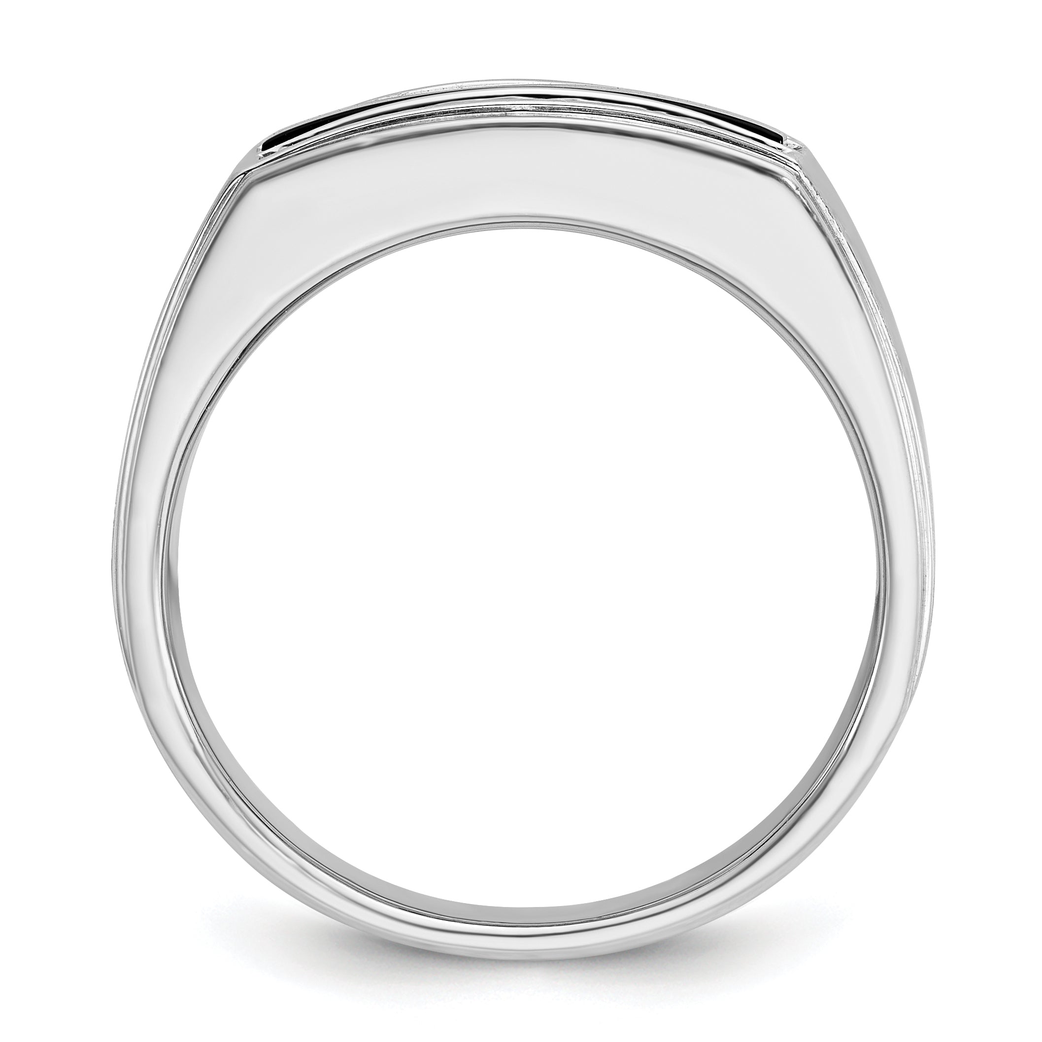 10K Yellow Gold Ibgoodman Men'S Polished And Satin Onyx 1/6 Carat A Quality Diamond Ring
