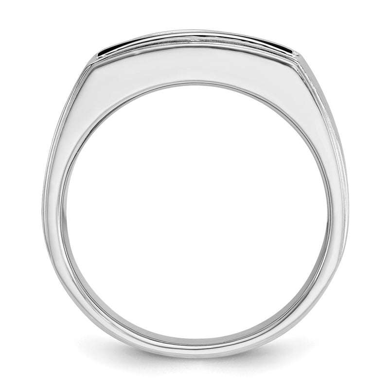 10K Yellow Gold Ibgoodman Men'S Polished And Satin Onyx 1/6 Carat A Quality Diamond Ring
