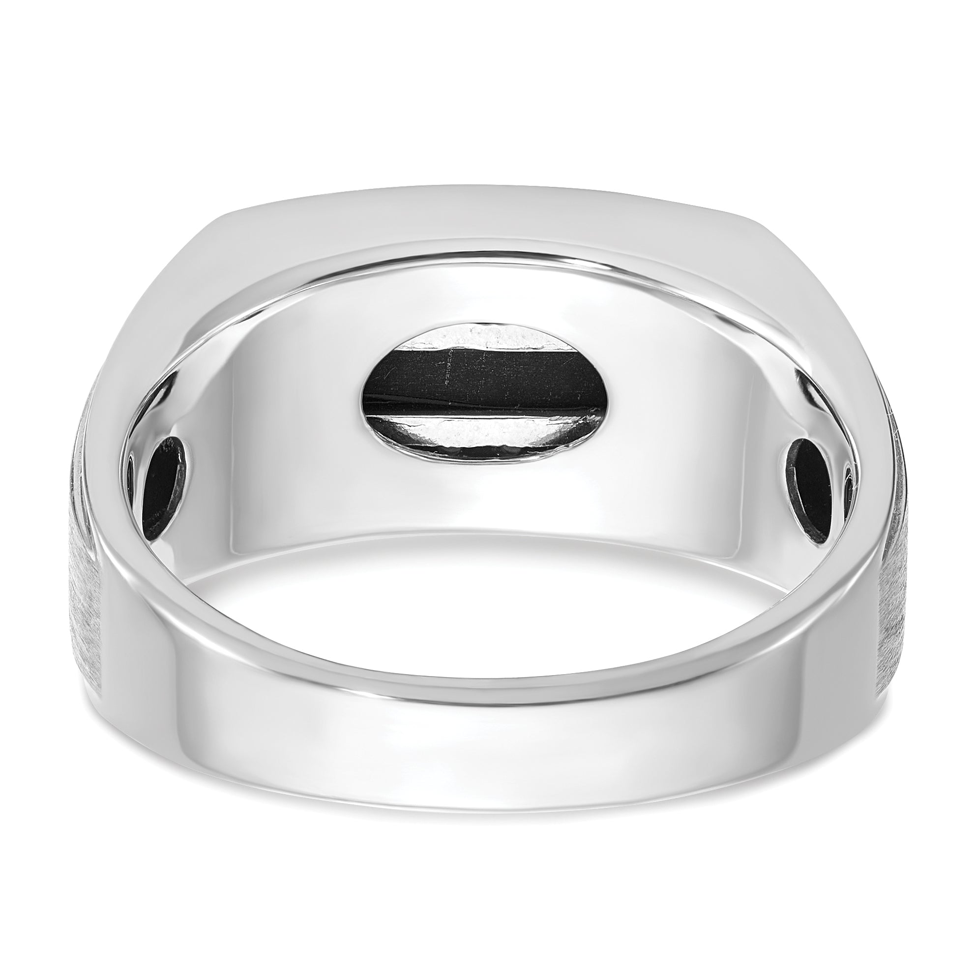 14k White Gold Men's Satin Onyx and 1/6 carat Diamond Complete Ring