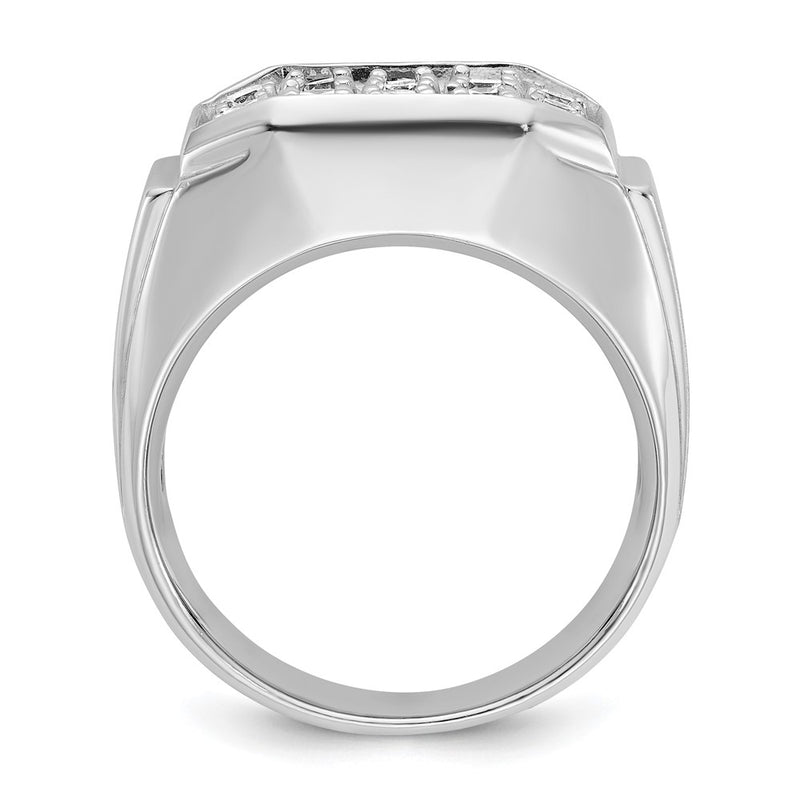 14k White Gold Men's Polished and Satin 1.5 carat Diamond Complete Ring