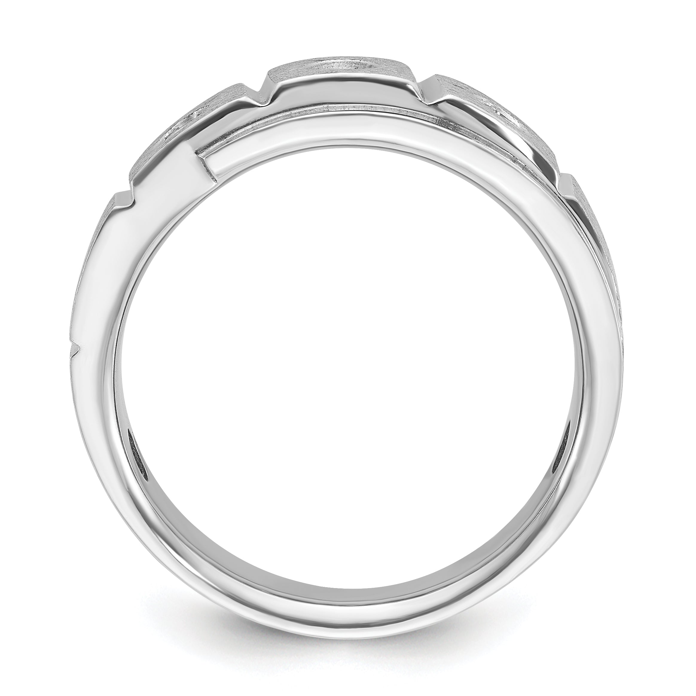 14k White Gold Men's Polished and Satin 1/4 carat Diamond Complete Ring