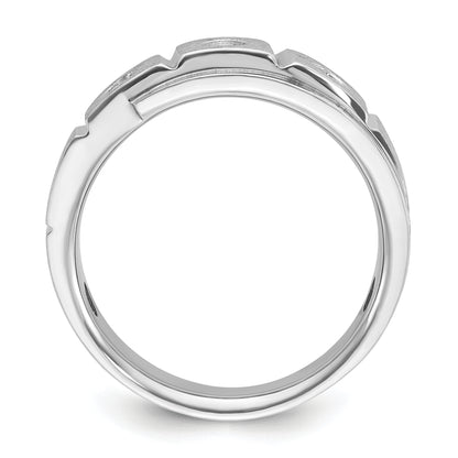 14k White Gold Men's Polished and Satin 1/4 carat Diamond Complete Ring