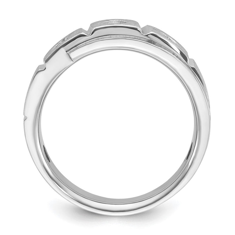14k White Gold Men's Polished and Satin 1/4 carat Diamond Complete Ring