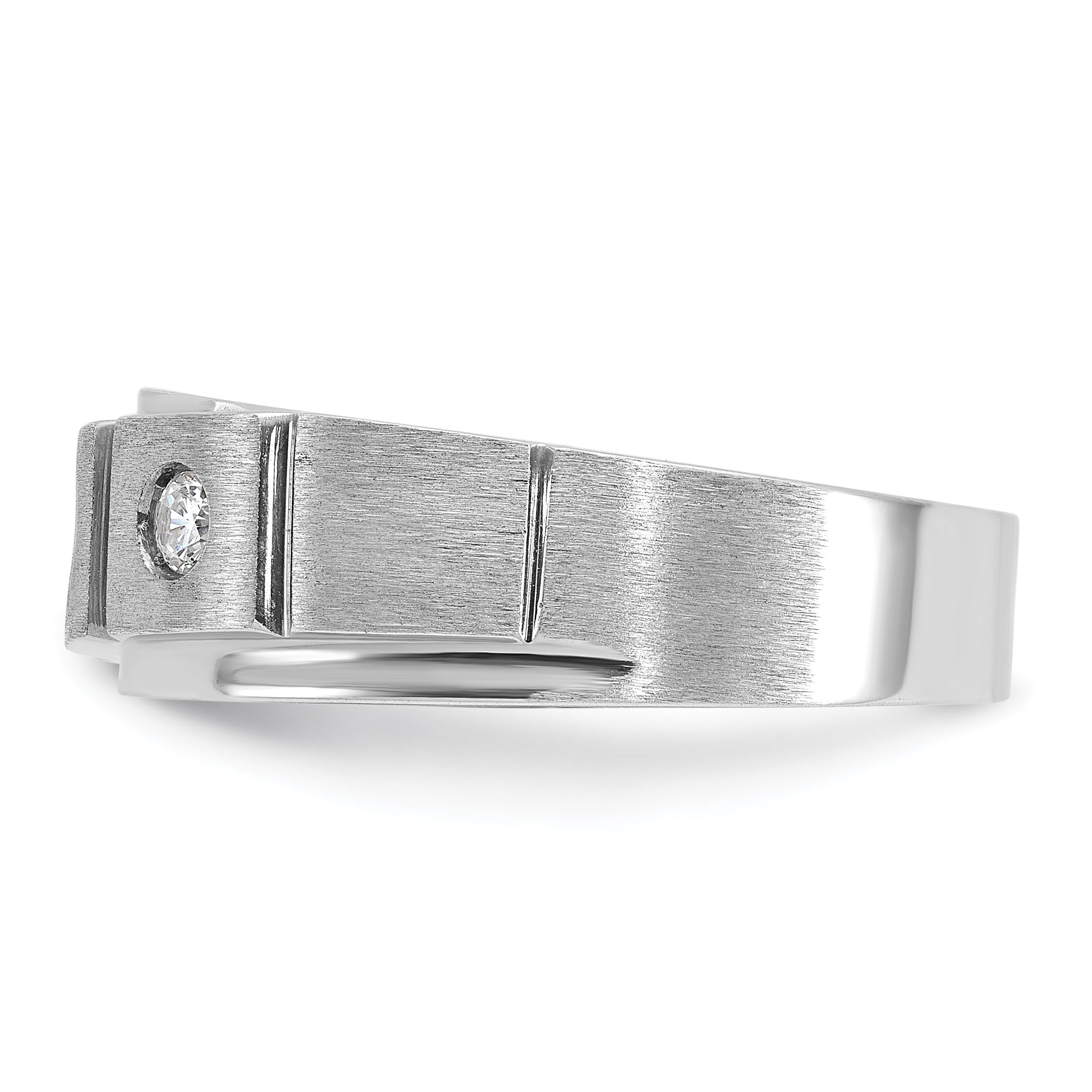 14k White Gold Men's Polished and Satin 1/4 carat Diamond Complete Ring