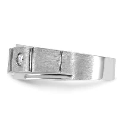 14k White Gold Men's Polished and Satin 1/4 carat Diamond Complete Ring