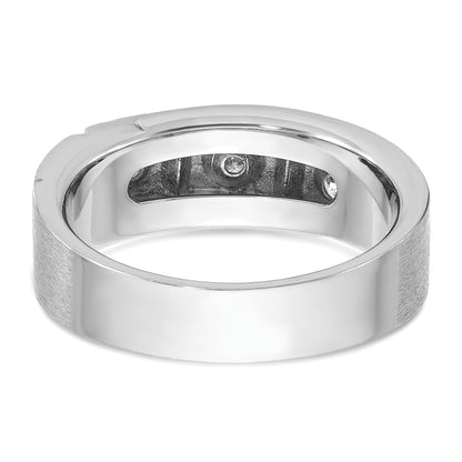 14k White Gold Men's Polished and Satin 1/4 carat Diamond Complete Ring