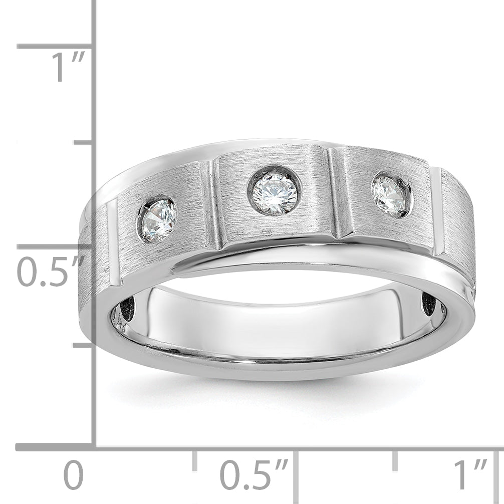 14k White Gold Men's Polished and Satin 1/4 carat Diamond Complete Ring