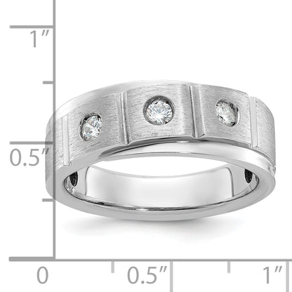 14k White Gold Men's Polished and Satin 1/4 carat Diamond Complete Ring