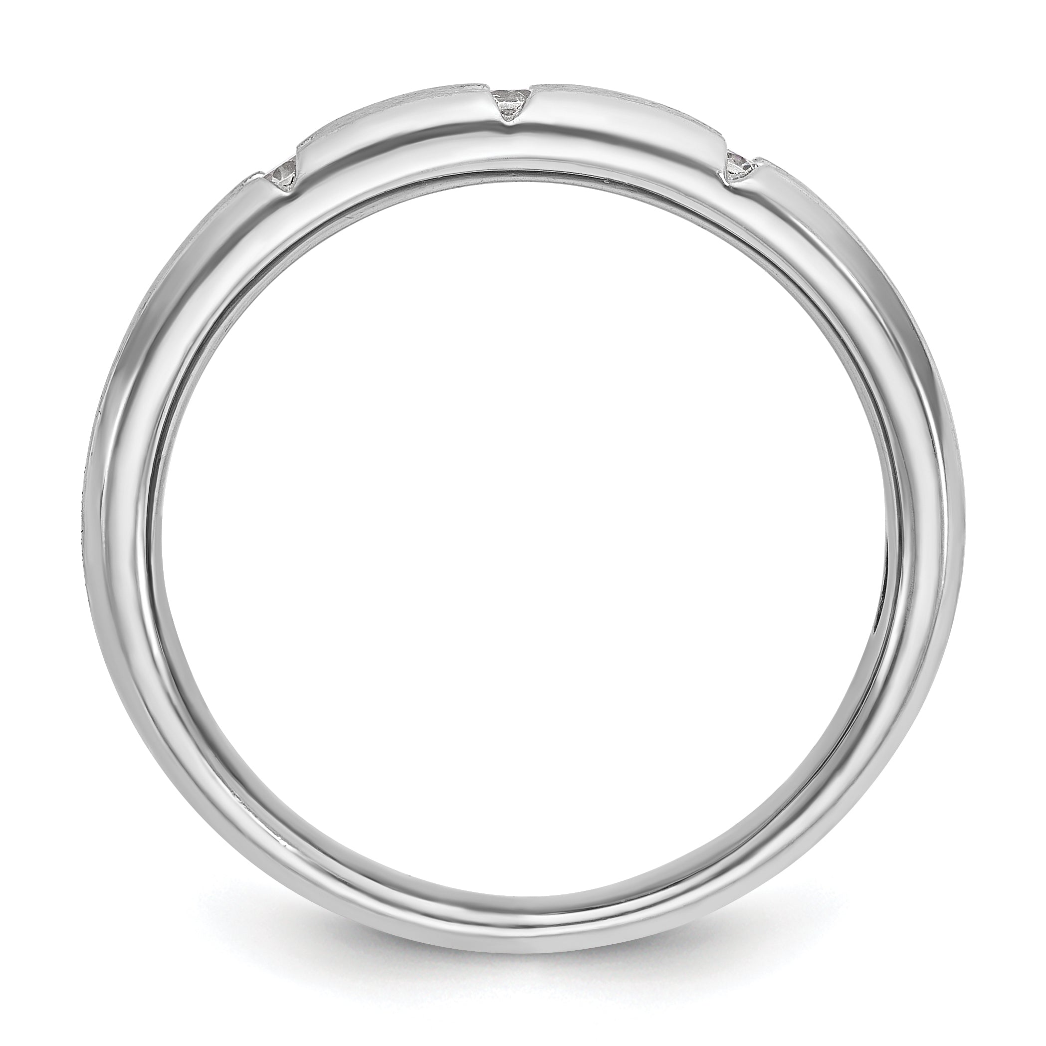 14k White Gold Men's Polished and Satin 1/5 carat Diamond Complete Ring