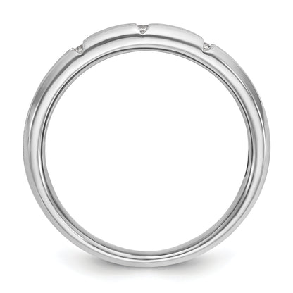 14k White Gold Men's Polished and Satin 1/5 carat Diamond Complete Ring