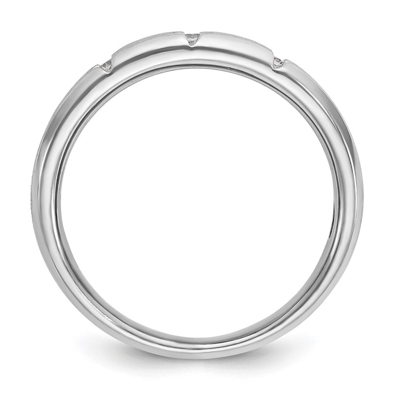 14k White Gold Men's Polished and Satin 1/5 carat Diamond Complete Ring