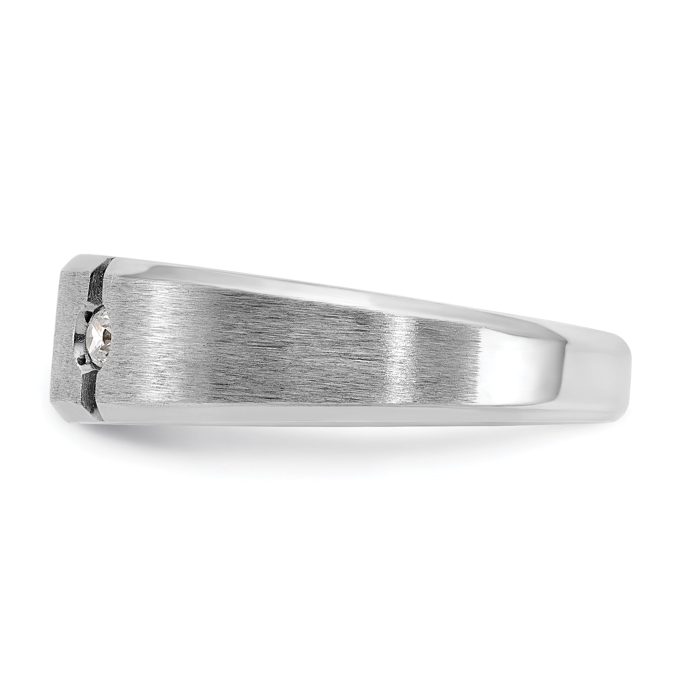 14k White Gold Men's Polished and Satin 1/5 carat Diamond Complete Ring