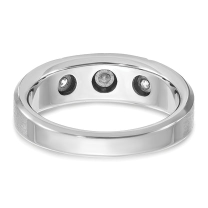 14k White Gold Men's Polished and Satin 1/5 carat Diamond Complete Ring