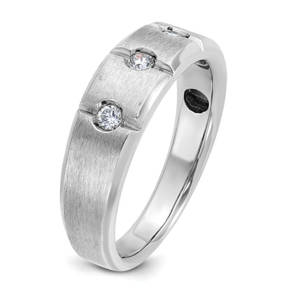 14k White Gold Men's Polished and Satin 1/5 carat Diamond Complete Ring