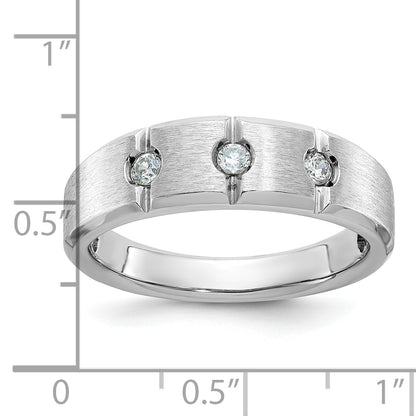 14k White Gold Men's Polished and Satin 1/5 carat Diamond Complete Ring