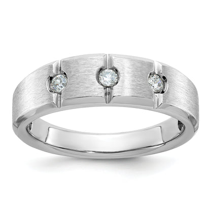 14k White Gold Men's Polished and Satin 1/5 carat Diamond Complete Ring