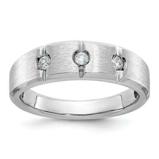 14k White Gold Men's Polished and Satin 1/5 carat Diamond Complete Ring