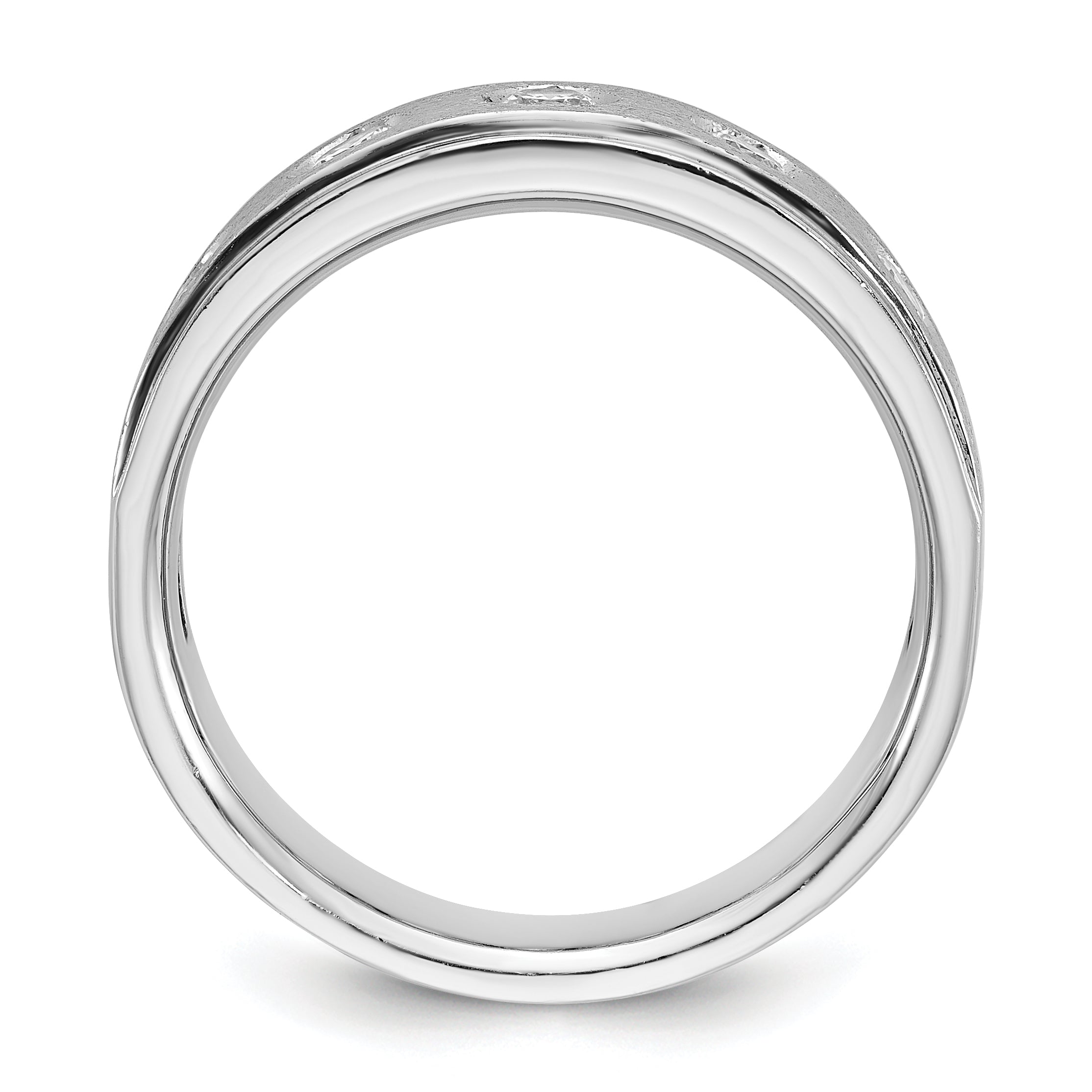 14k White Gold Men's Polished and Satin 1/2 carat Diamond Complete Ring