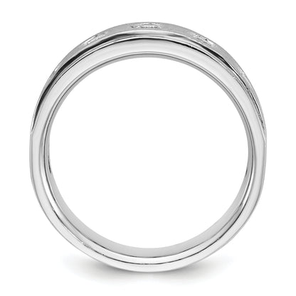 14k White Gold Men's Polished and Satin 1/2 carat Diamond Complete Ring