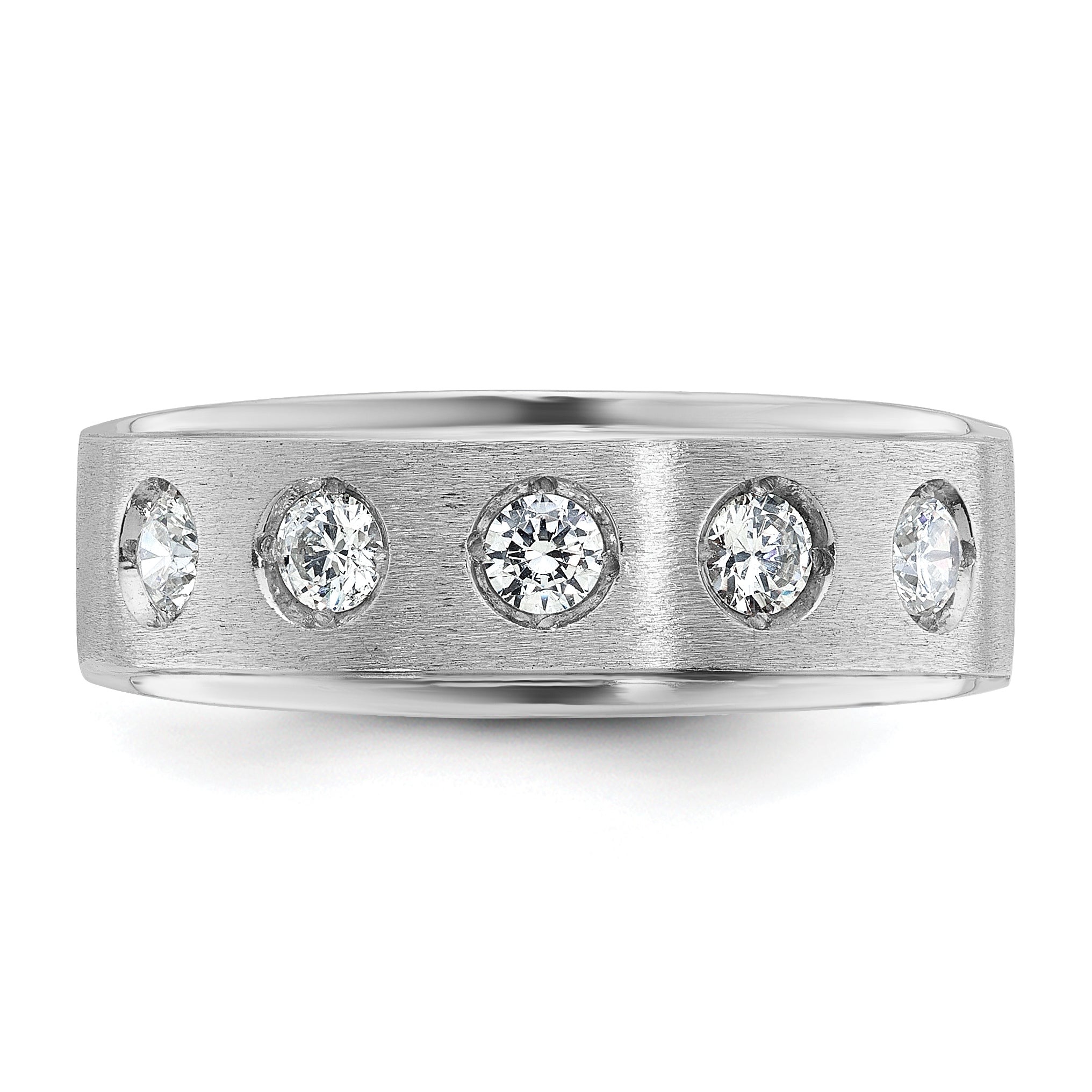 14k White Gold Men's Polished and Satin 1/2 carat Diamond Complete Ring