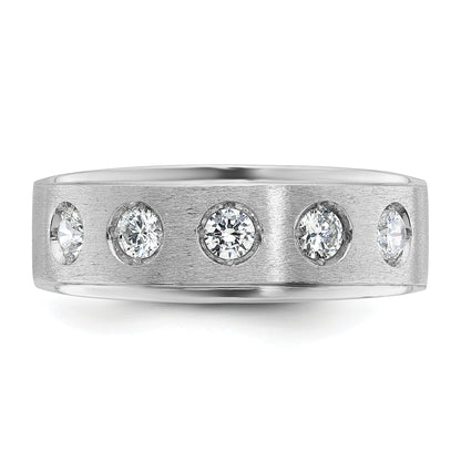 14k White Gold Men's Polished and Satin 1/2 carat Diamond Complete Ring