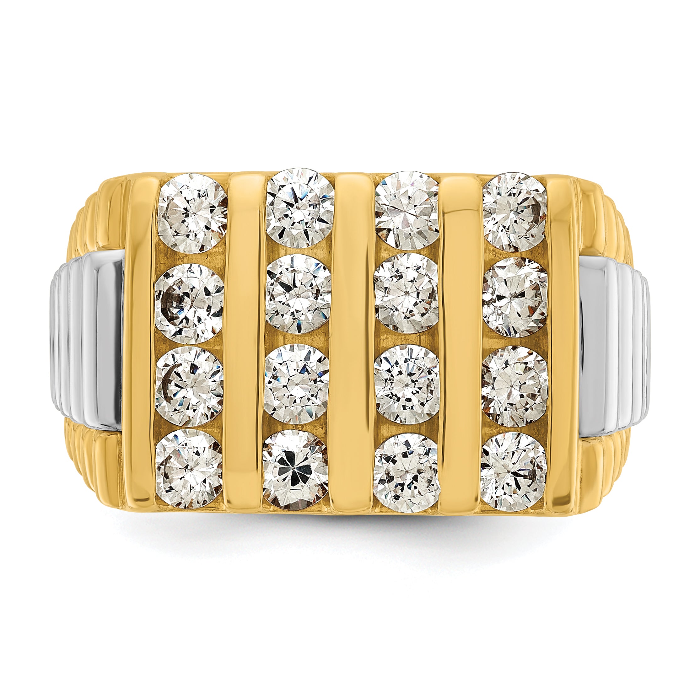 14k Two-tone Gold Men's 2 carat Diamond Complete Ring