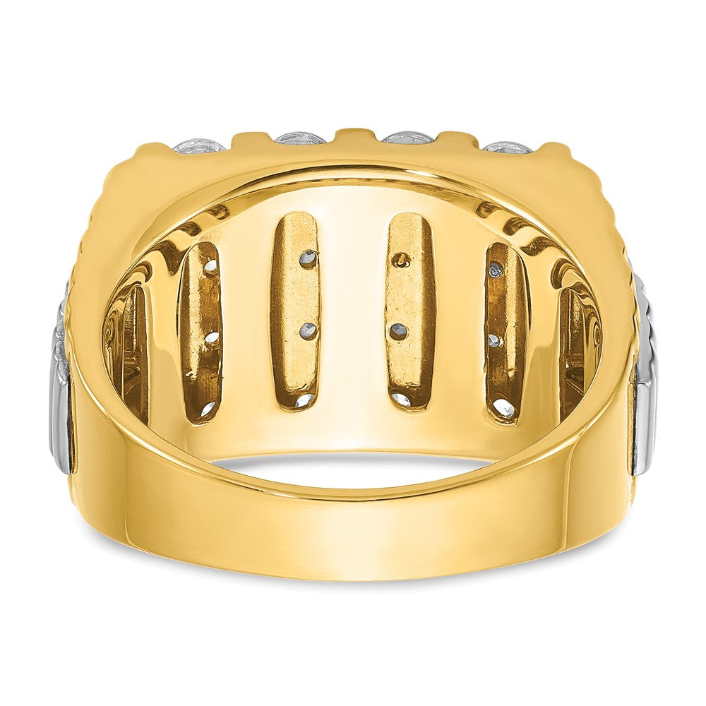 14k Two-tone Two Tone 2 Ct. Lab Grown Diamond VS/SI+ G+ Grooved Four Row Men's Ring