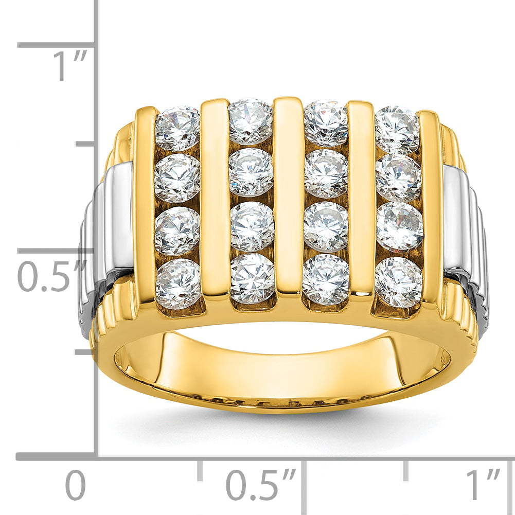 14k Two-tone Gold Men's 2 carat Diamond Complete Ring
