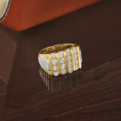 14k Two-tone Gold Men's 2 carat Diamond Complete Ring