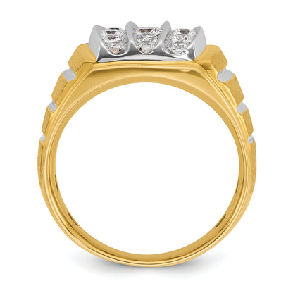 10K Two-Tone Ibgoodman Men'S Polished Satin & Grooved Ring Mounting
